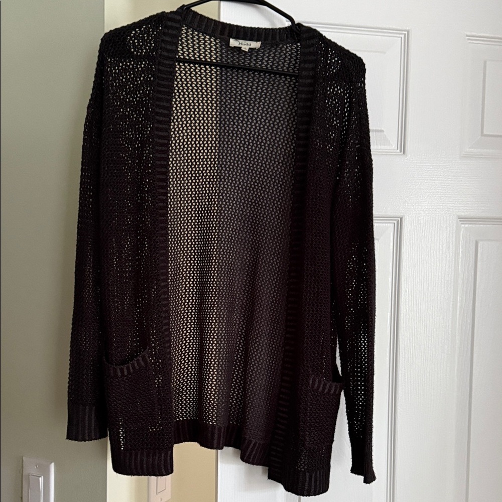 Mudd Black Cardigan Sweater with Ribbed Knit
